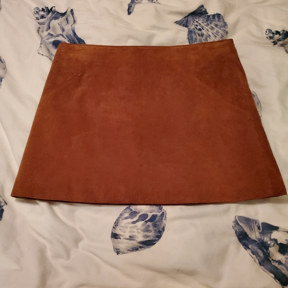 brown suede mini skirt